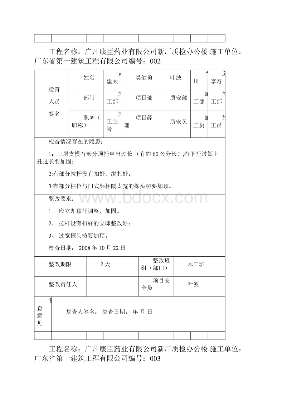 项目部安全检查隐患整改记录表.docx_第2页