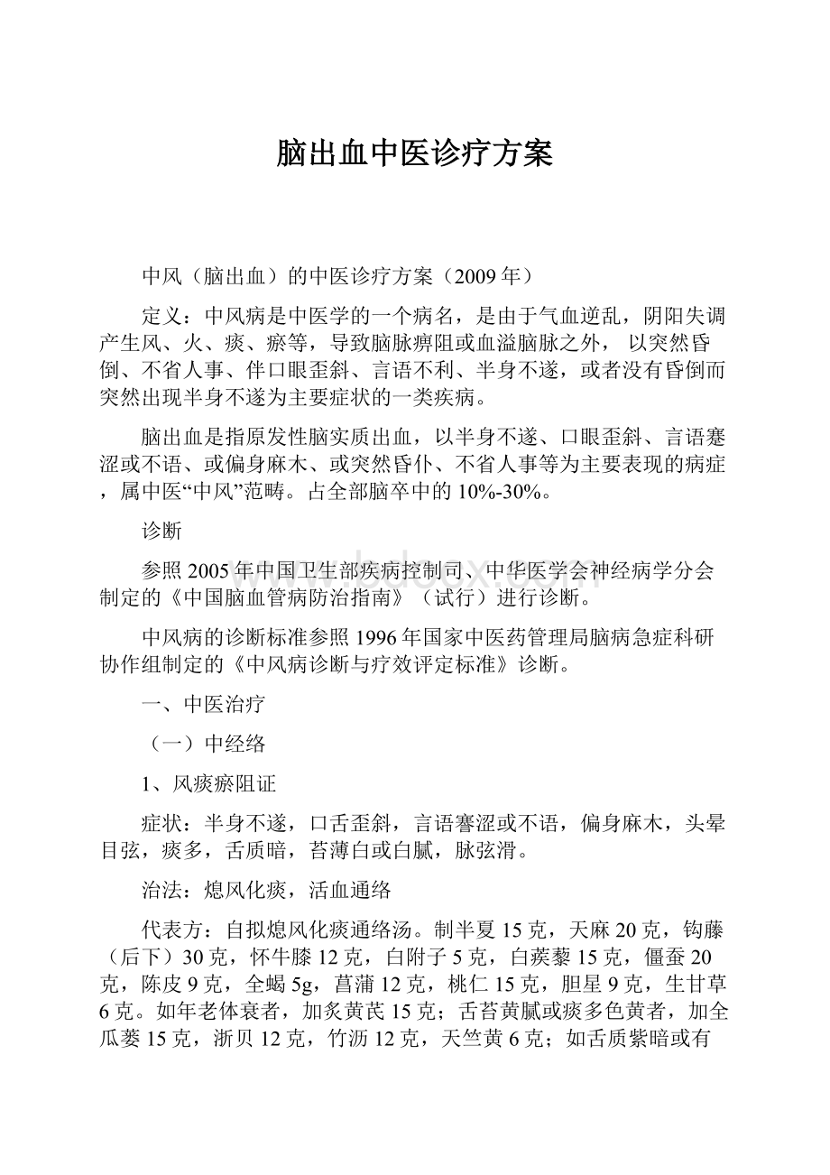 脑出血中医诊疗方案.docx_第1页