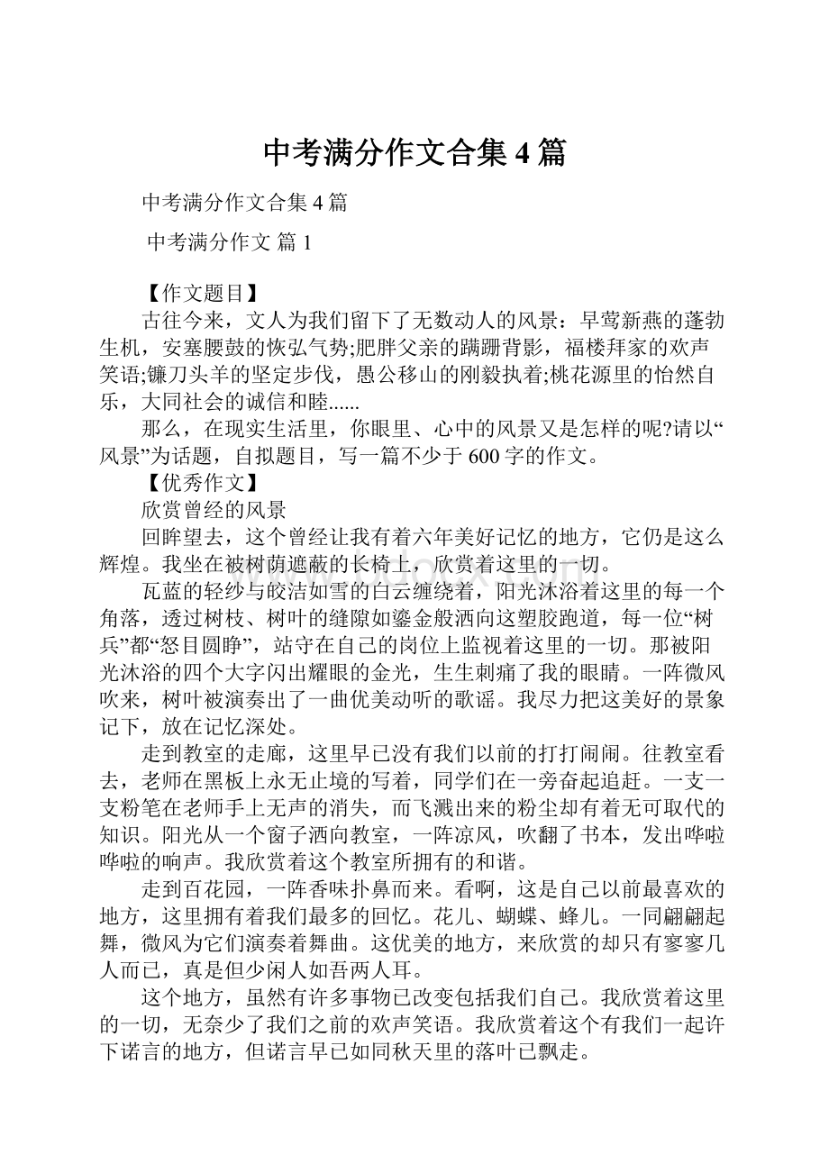 中考满分作文合集4篇.docx