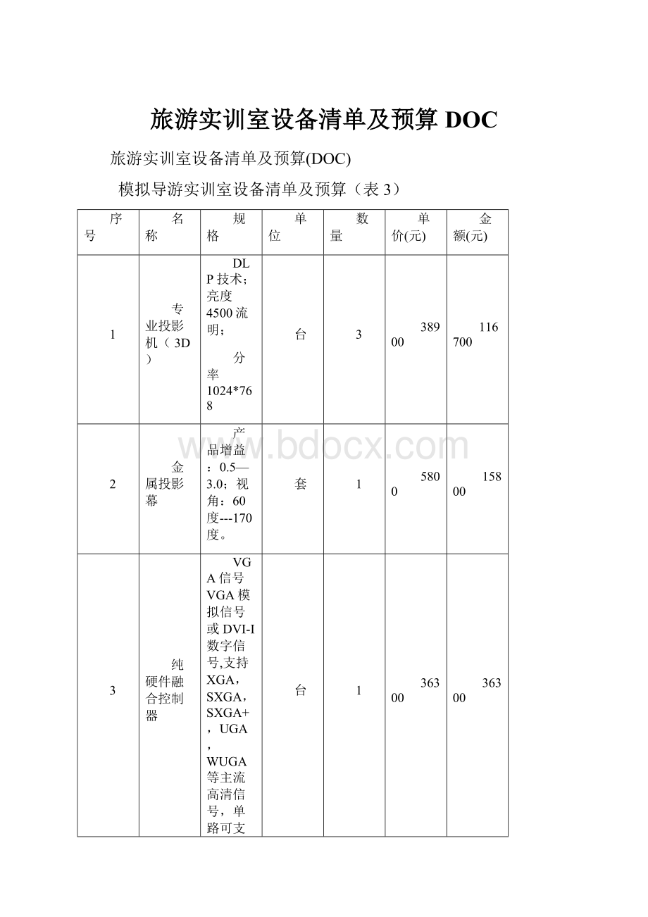 旅游实训室设备清单及预算DOC.docx