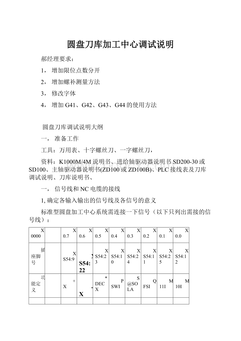 圆盘刀库加工中心调试说明.docx