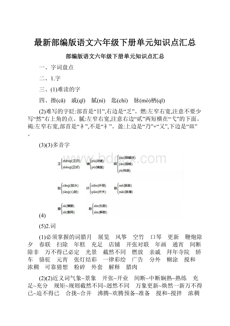 最新部编版语文六年级下册单元知识点汇总.docx_第1页