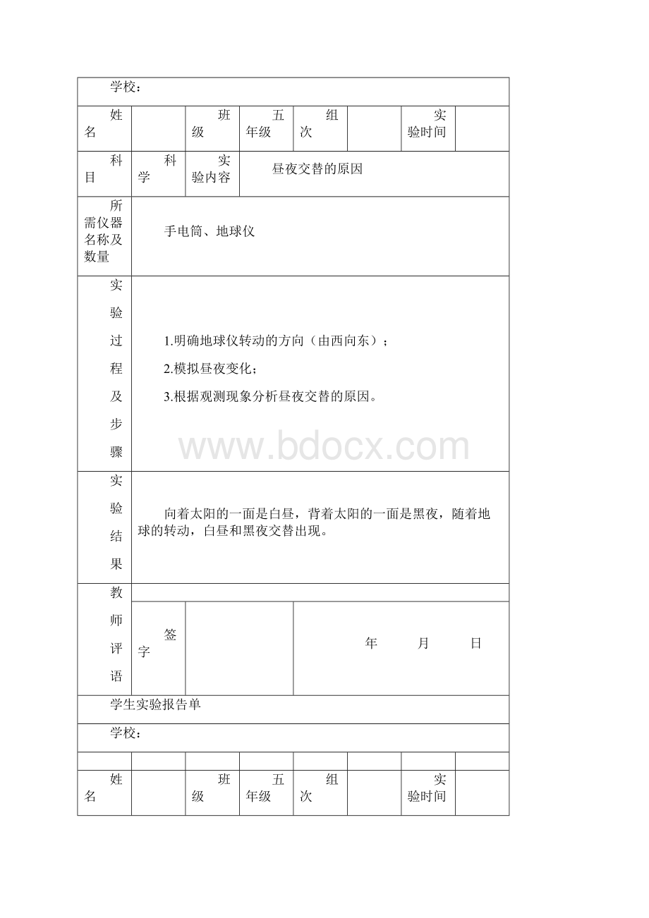 苏教版小学五年级上册科学实验报告单.docx_第2页