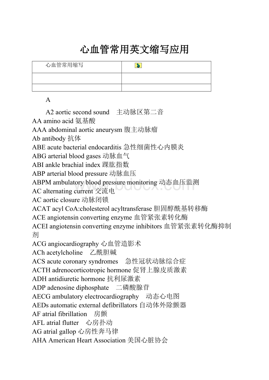 心血管常用英文缩写应用.docx