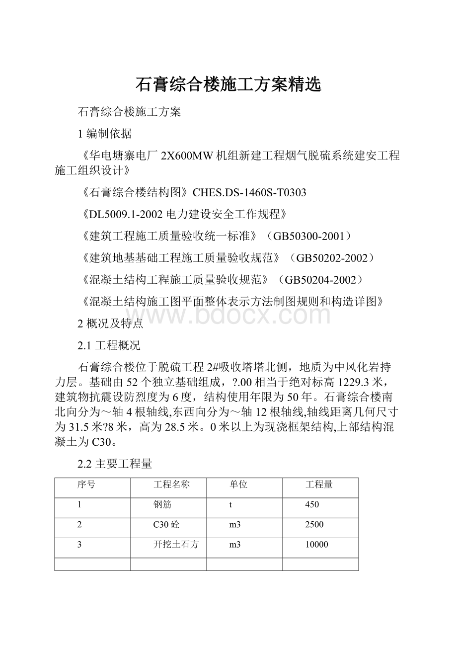 石膏综合楼施工方案精选.docx