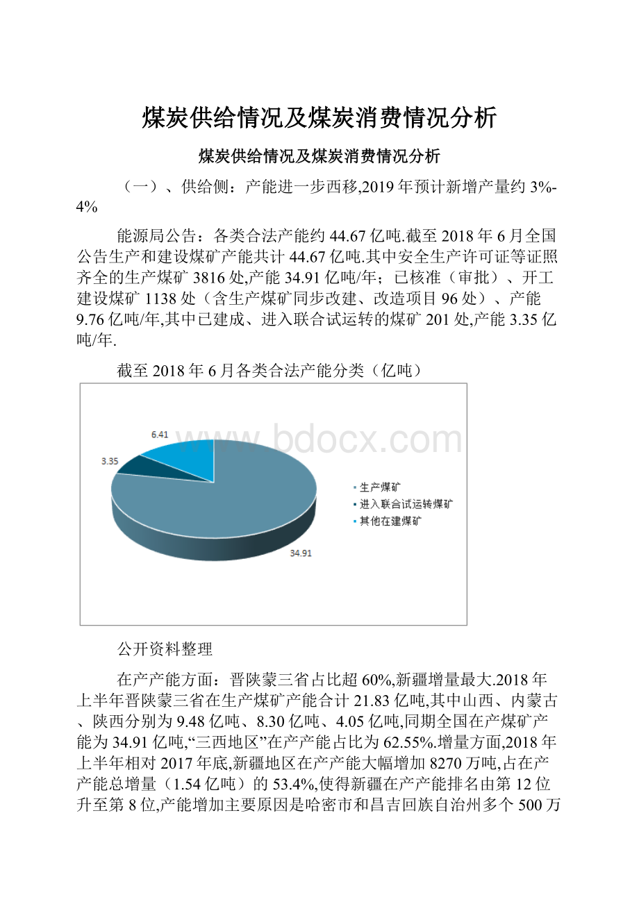 煤炭供给情况及煤炭消费情况分析.docx_第1页