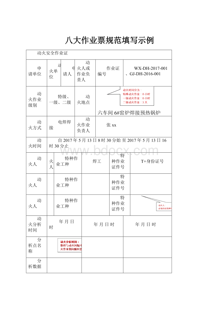 八大作业票规范填写示例.docx