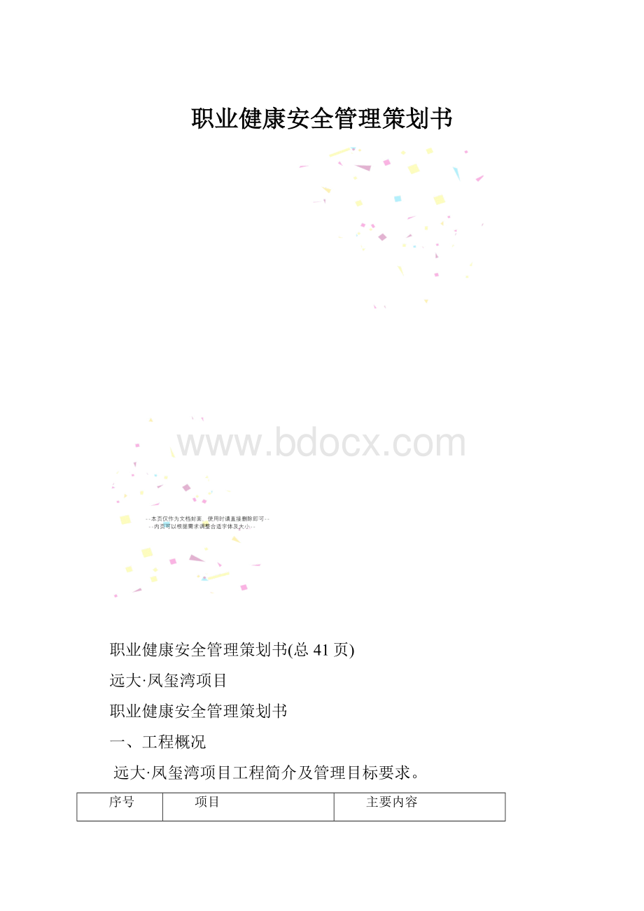 职业健康安全管理策划书.docx