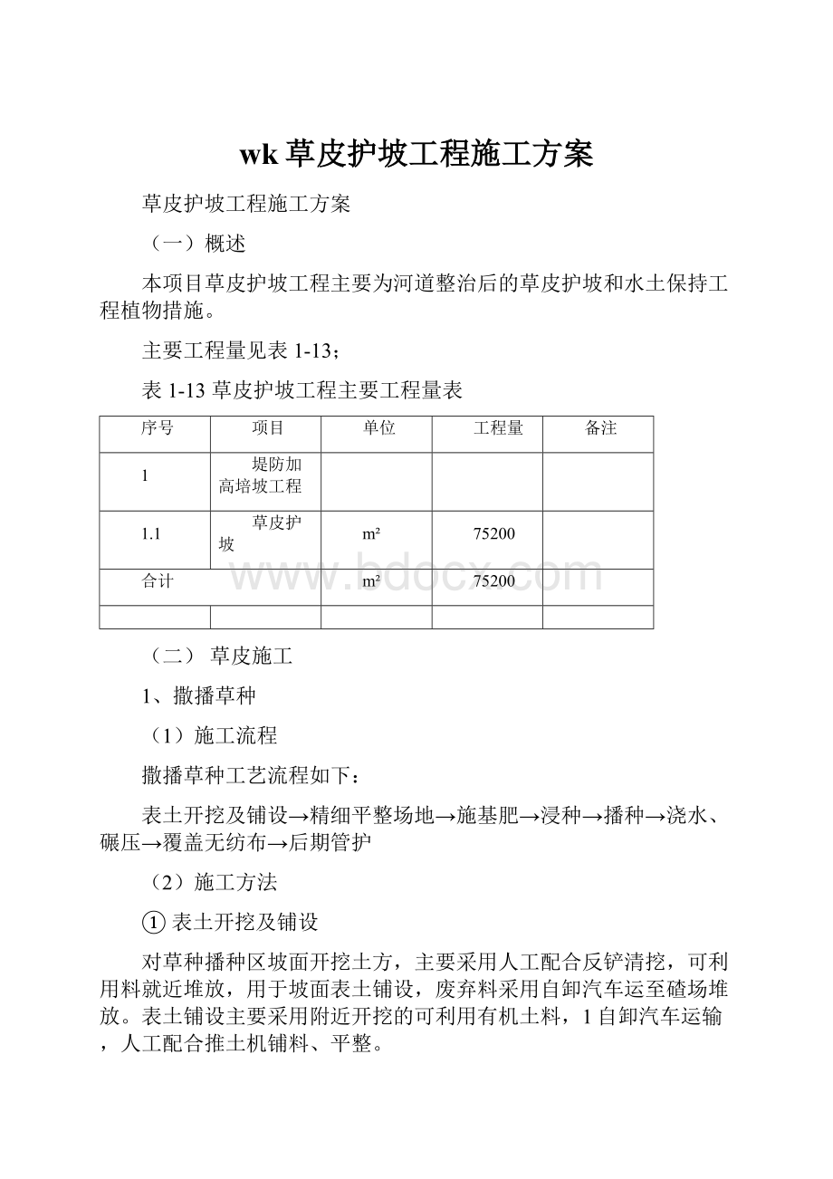 wk草皮护坡工程施工方案.docx