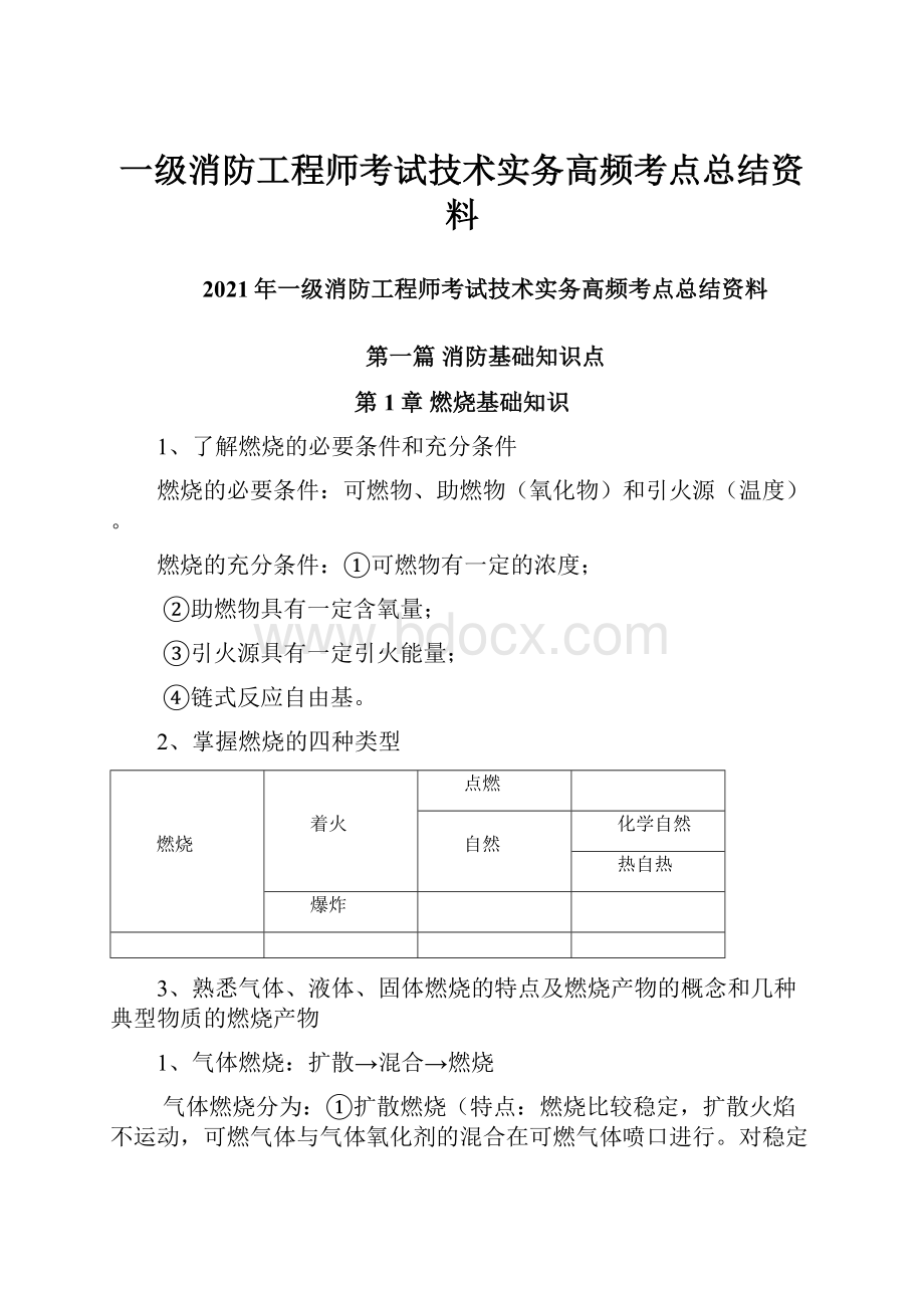 一级消防工程师考试技术实务高频考点总结资料.docx