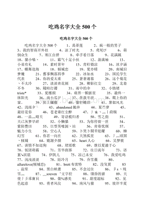 吃鸡名字大全500个.docx