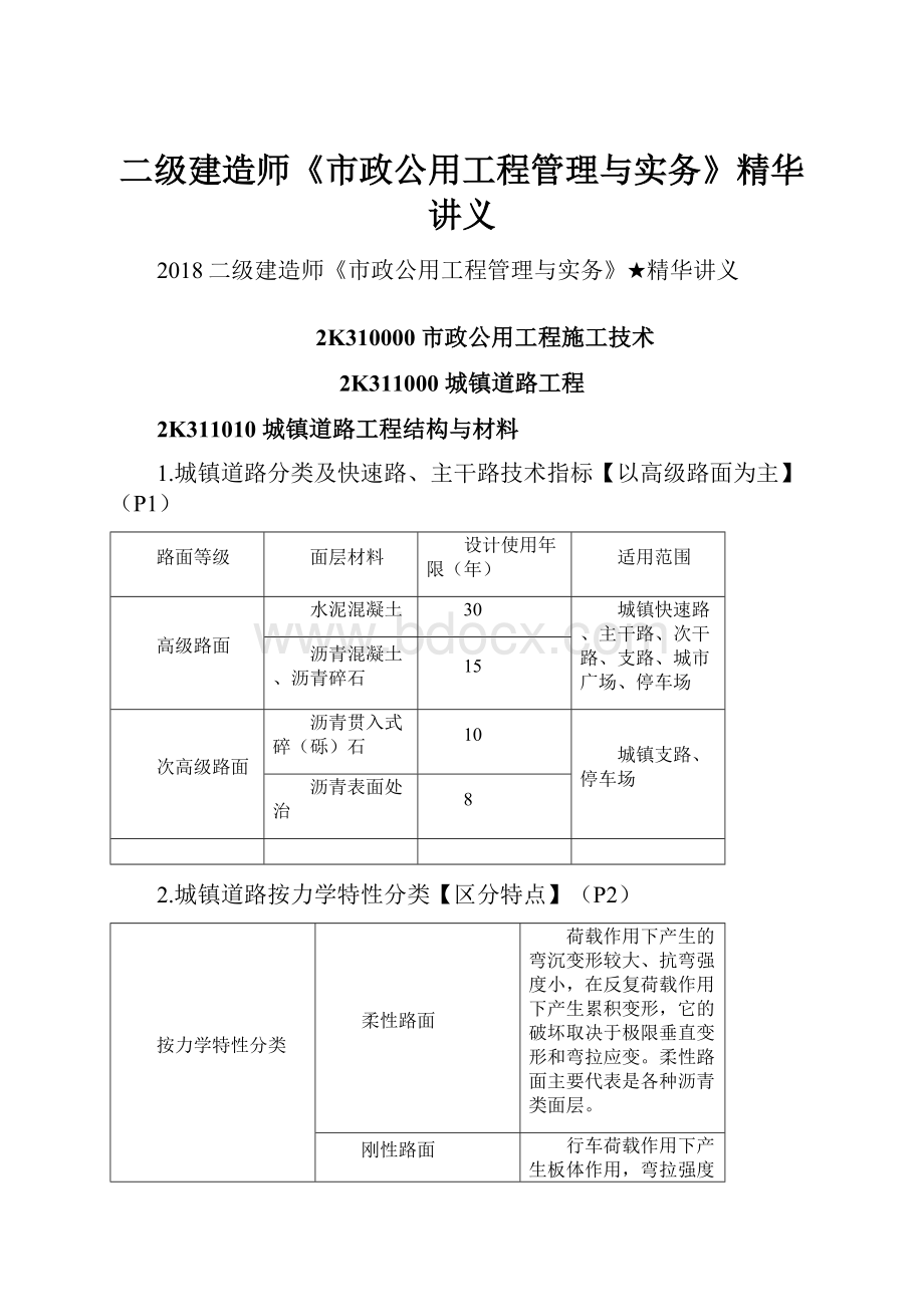 二级建造师《市政公用工程管理与实务》精华讲义.docx