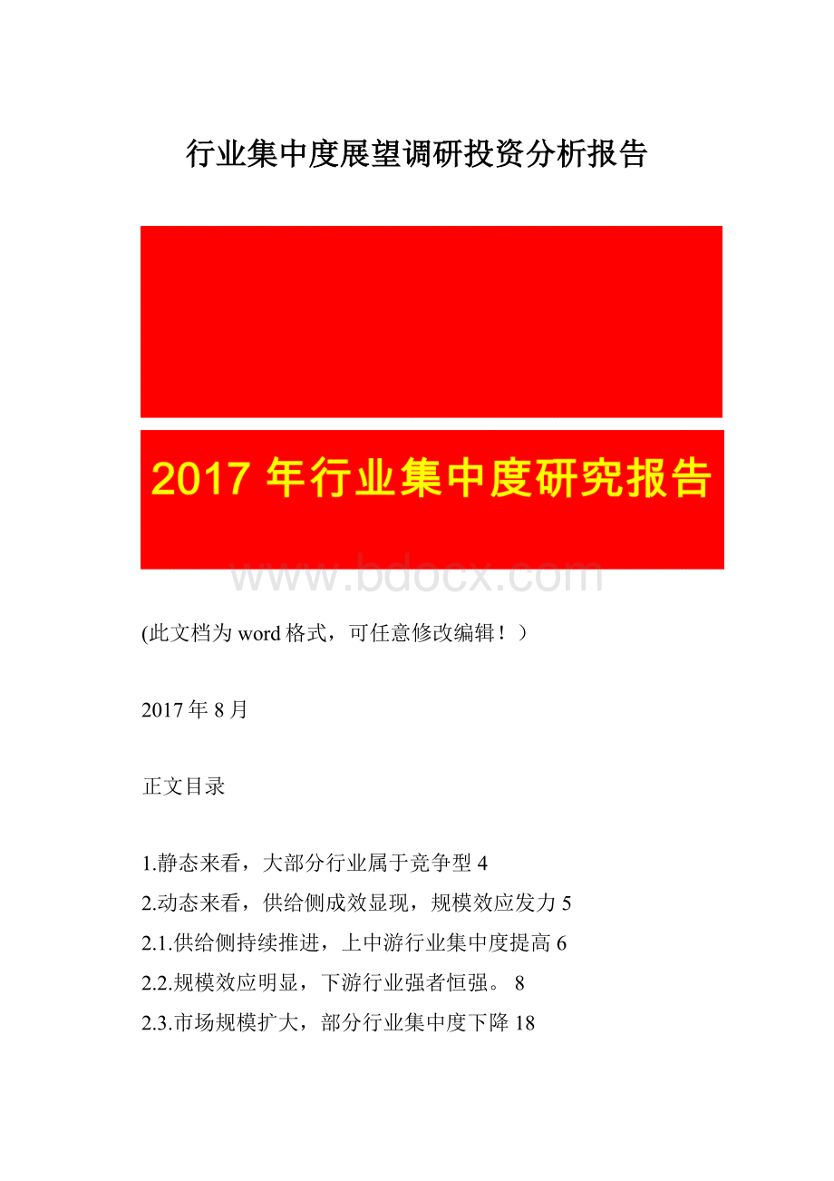 行业集中度展望调研投资分析报告.docx