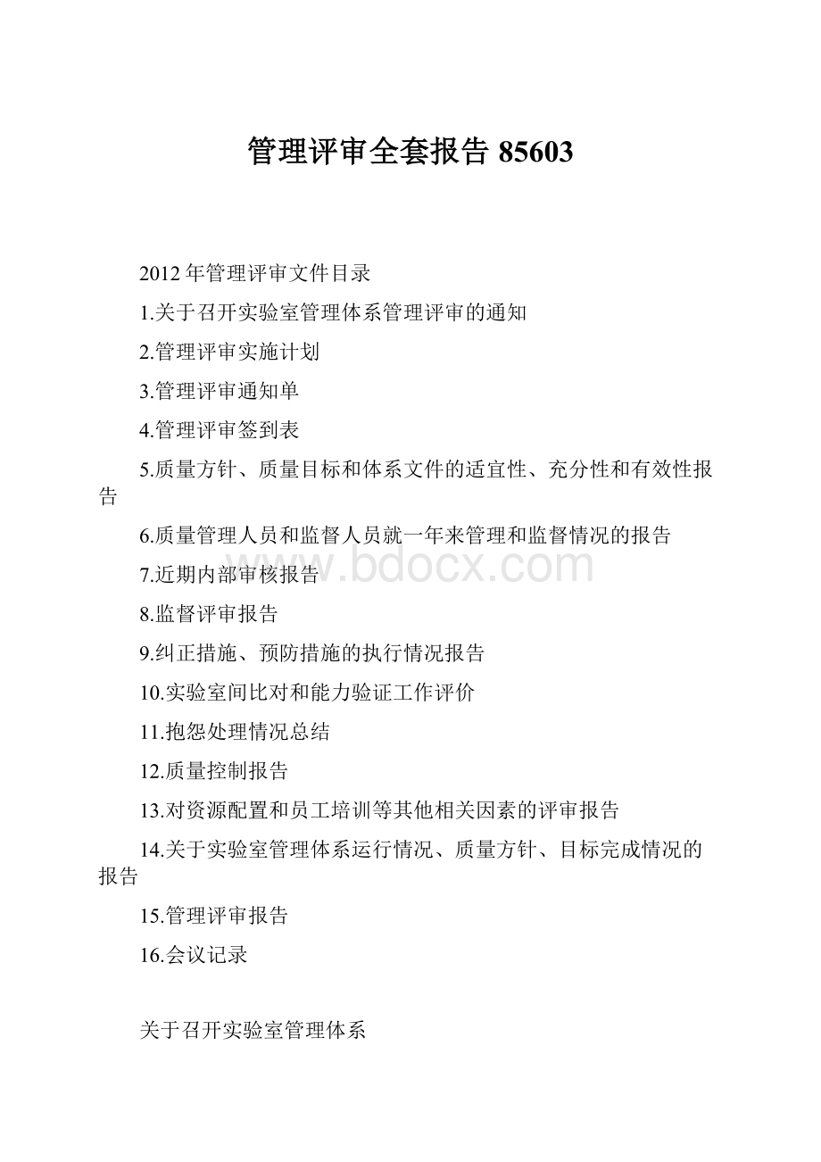 管理评审全套报告85603.docx