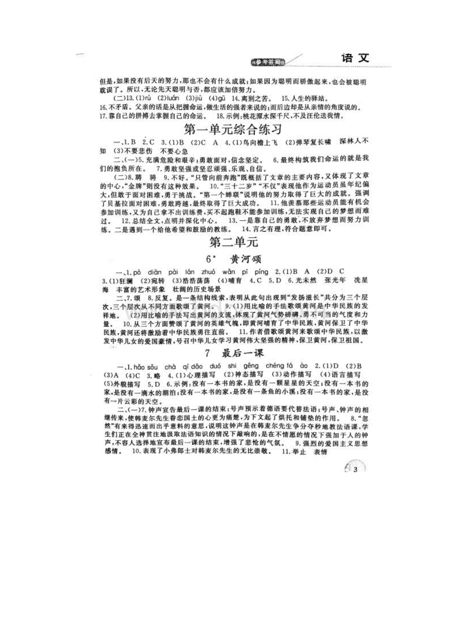 人教版七年级下册语文配套练习册配套参考答案.docx_第3页