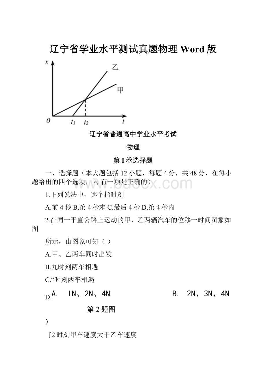 辽宁省学业水平测试真题物理Word版.docx