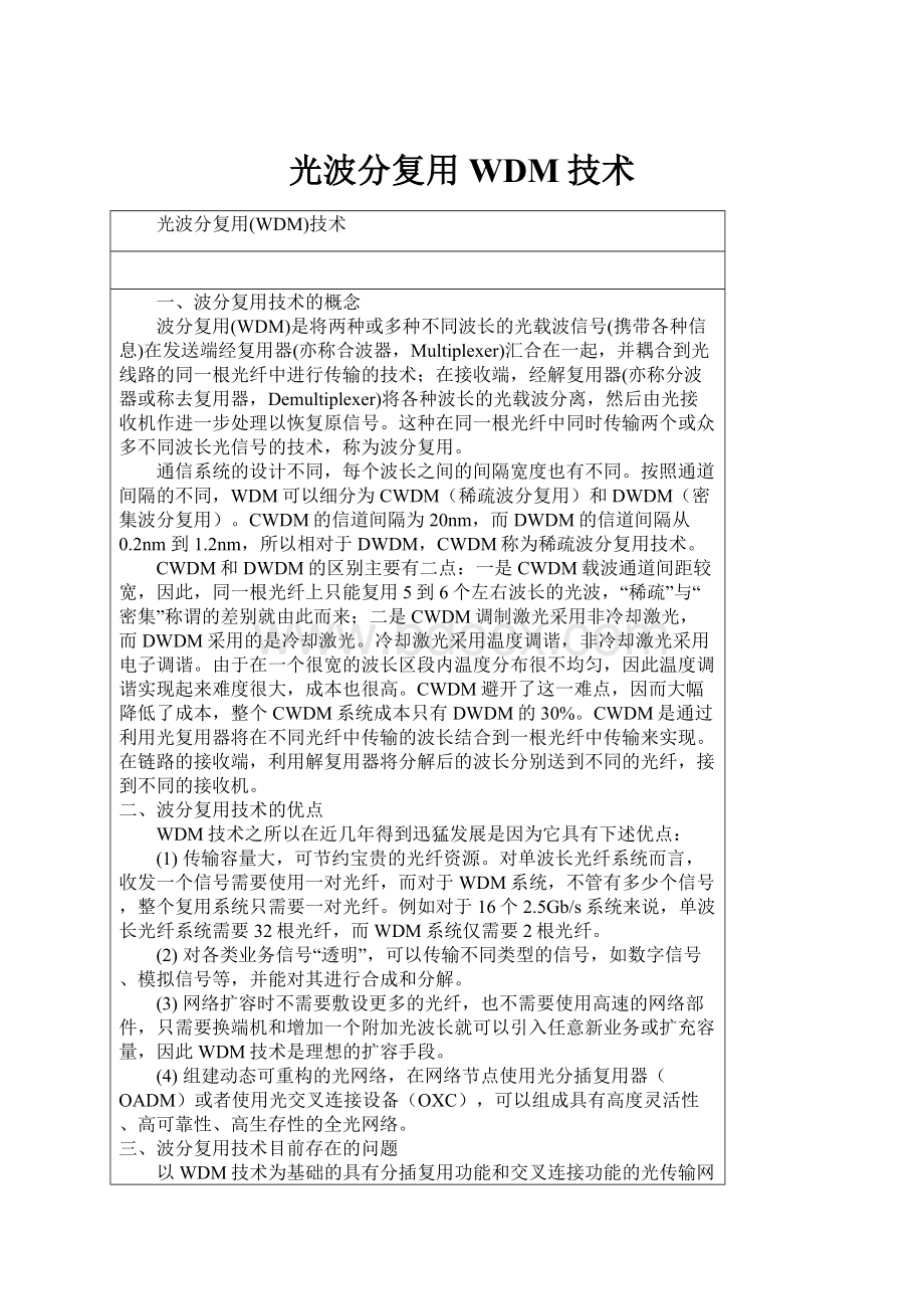 光波分复用WDM技术.docx_第1页