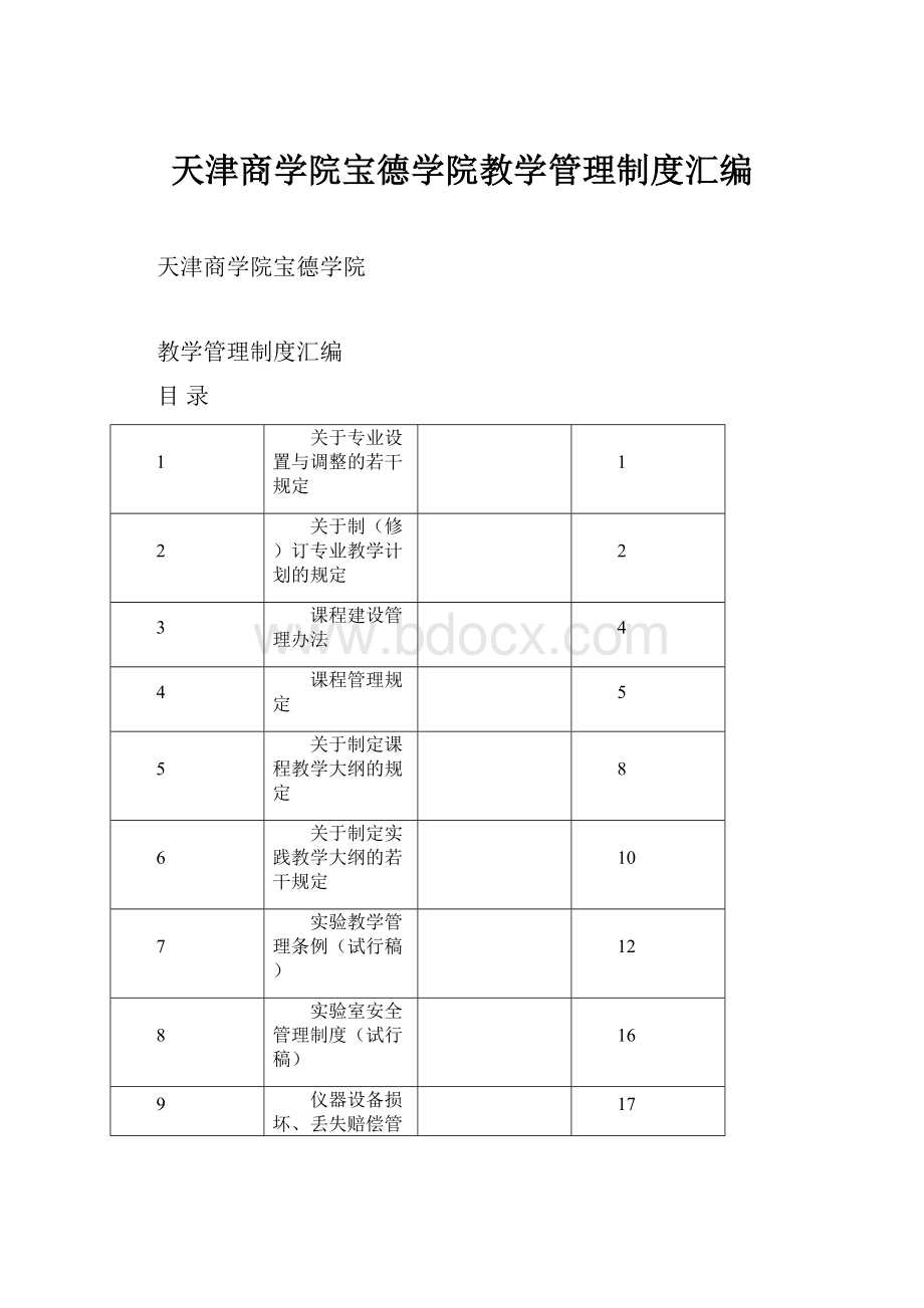 天津商学院宝德学院教学管理制度汇编.docx