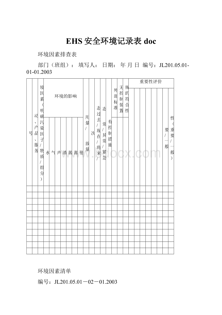 EHS安全环境记录表doc.docx