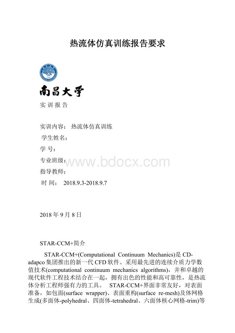 热流体仿真训练报告要求.docx