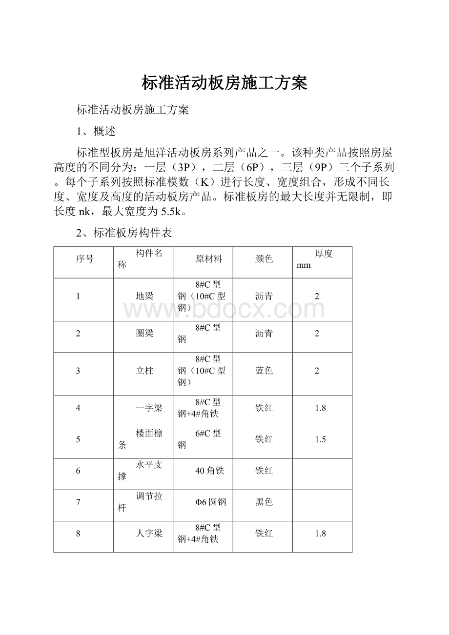 标准活动板房施工方案.docx