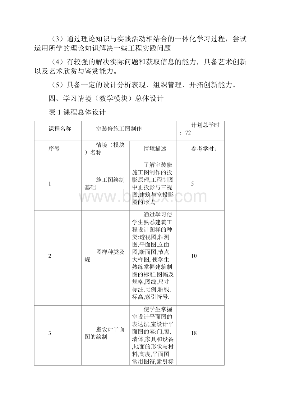 课程标准室内装修施工图制作.docx_第3页