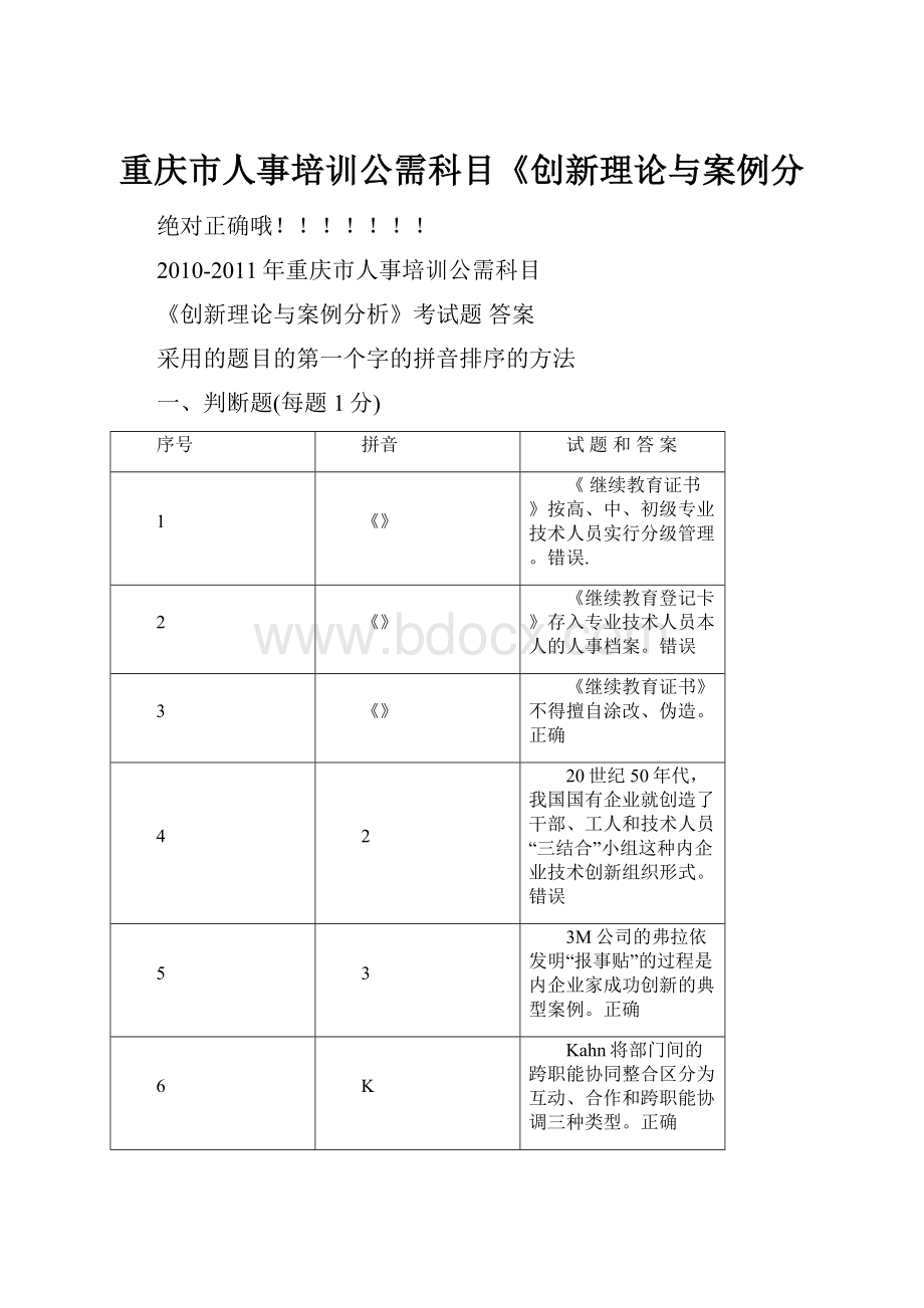 重庆市人事培训公需科目《创新理论与案例分.docx