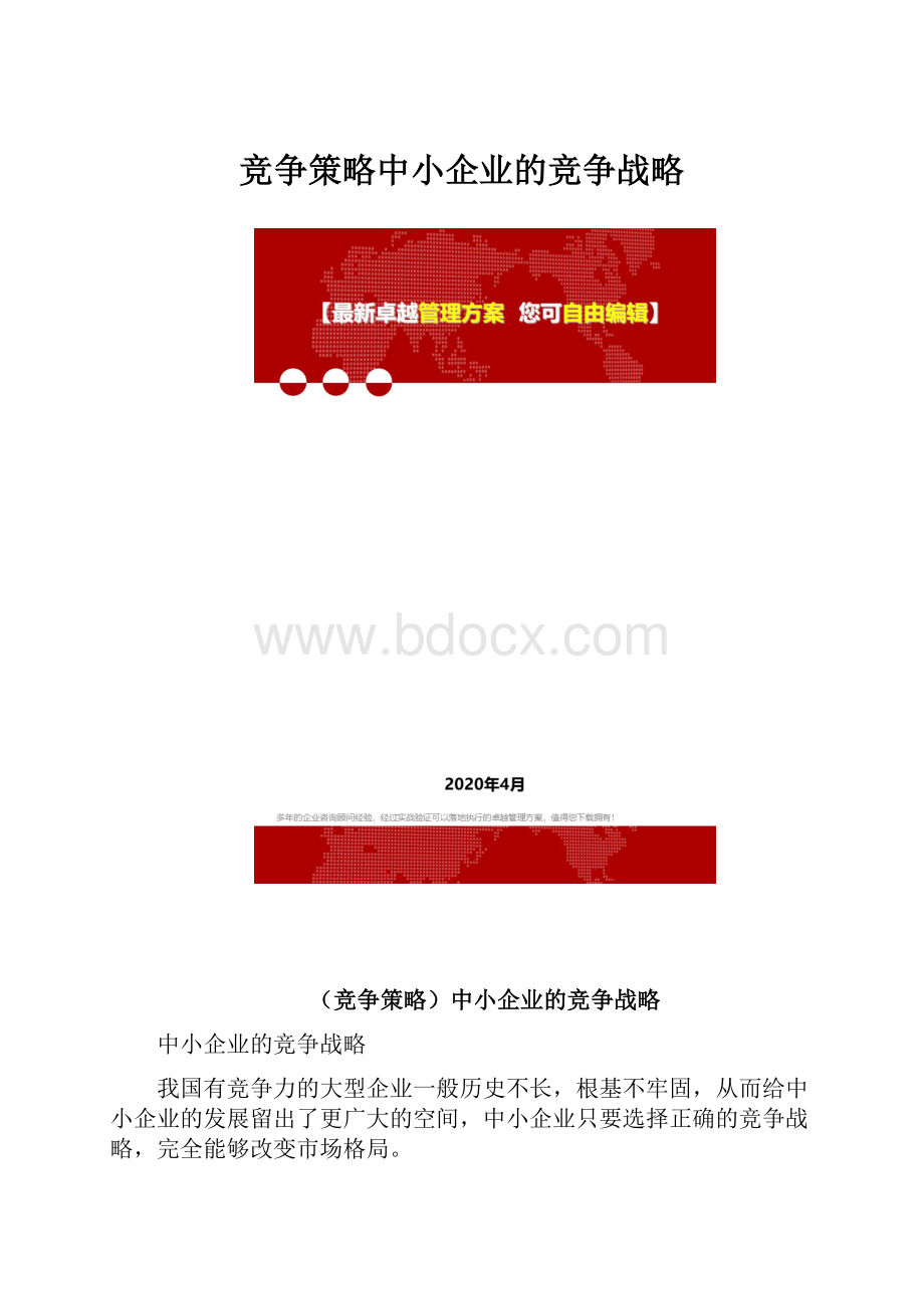 竞争策略中小企业的竞争战略.docx