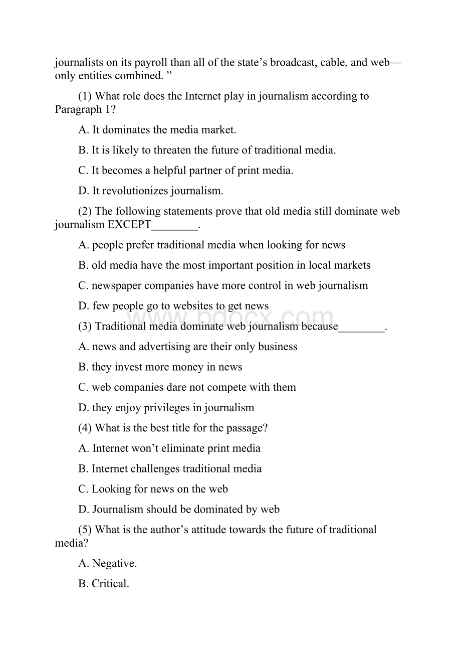 人教版高中英语必修五 unit4阅读理解新闻篇 题型专项突破.docx_第2页