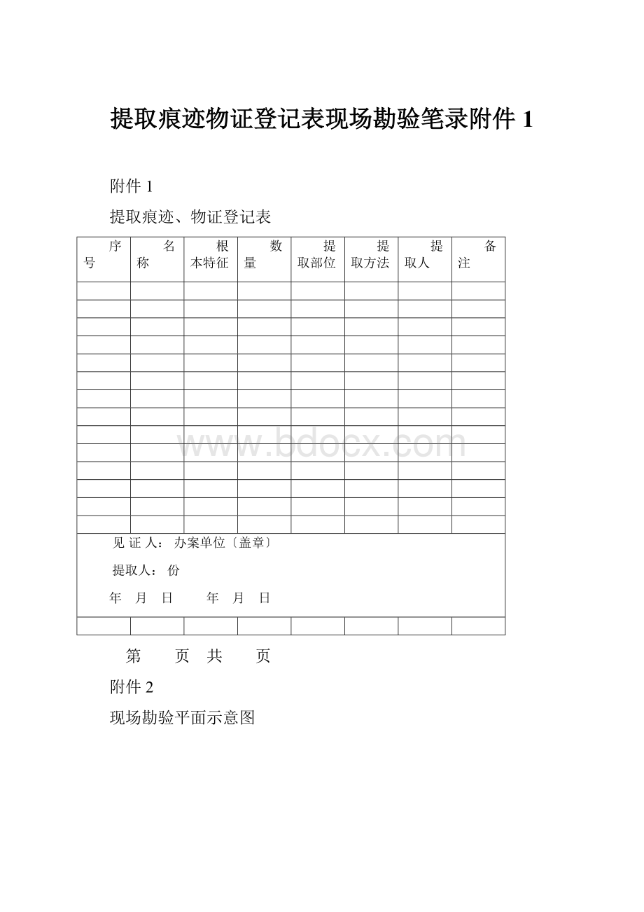 提取痕迹物证登记表现场勘验笔录附件1.docx