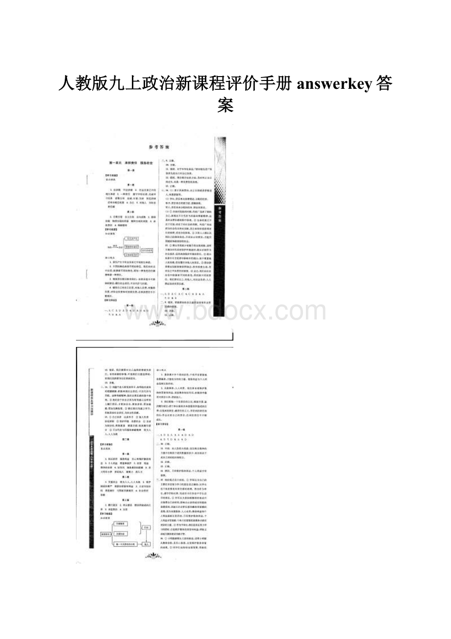 人教版九上政治新课程评价手册answerkey答案.docx