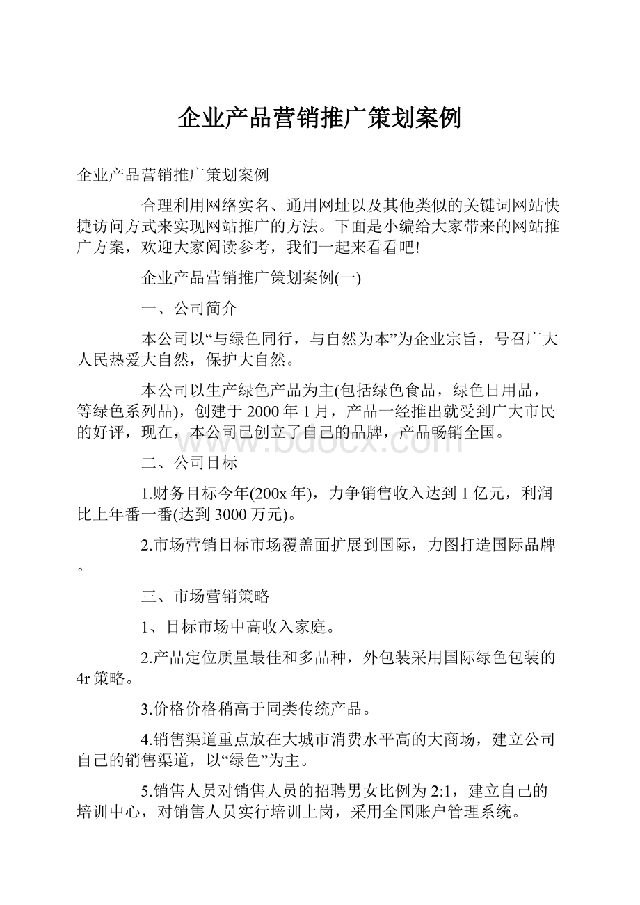 企业产品营销推广策划案例.docx