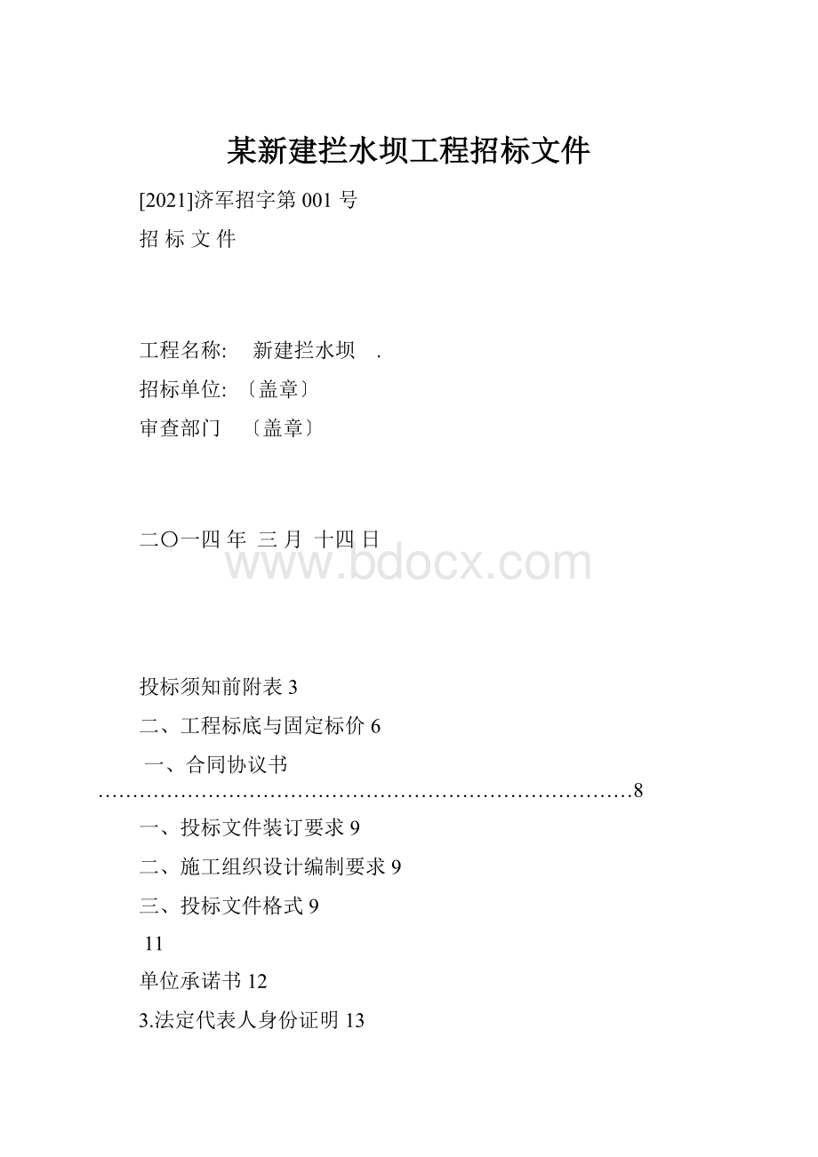 某新建拦水坝工程招标文件.docx