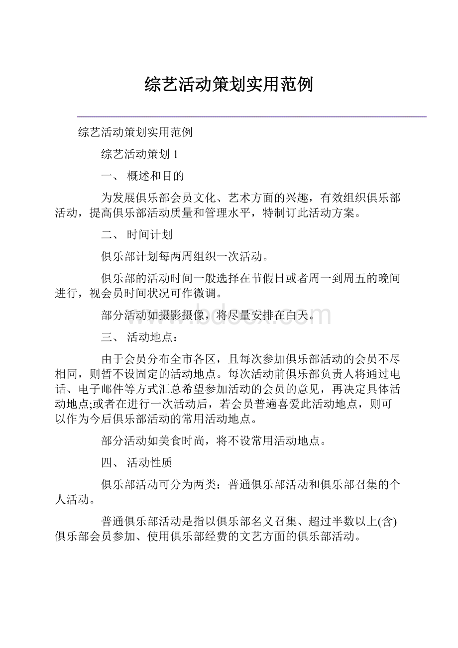 综艺活动策划实用范例.docx