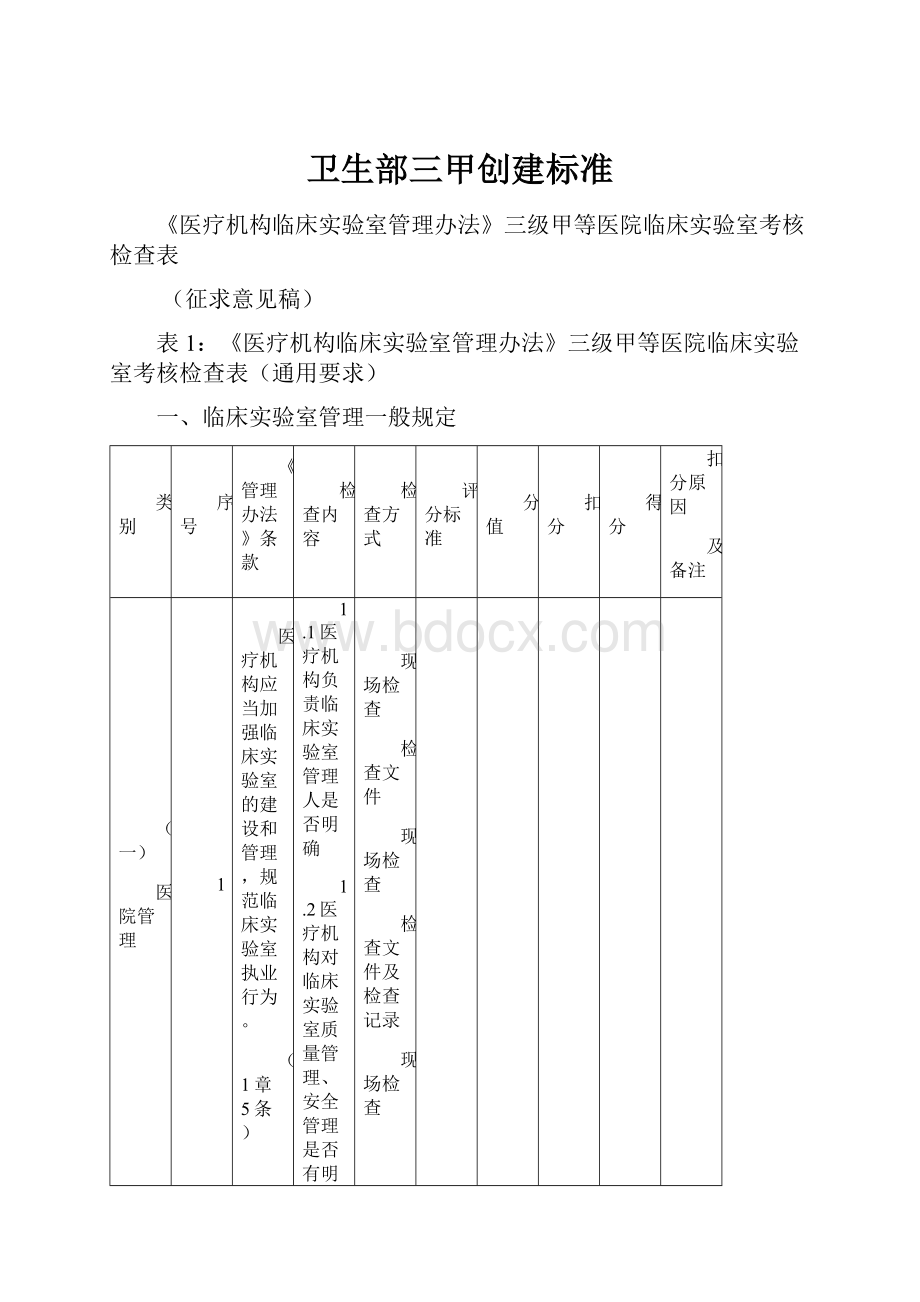 卫生部三甲创建标准.docx_第1页