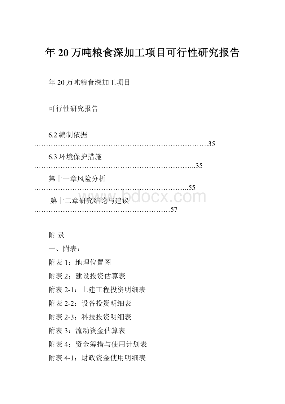 年20万吨粮食深加工项目可行性研究报告.docx