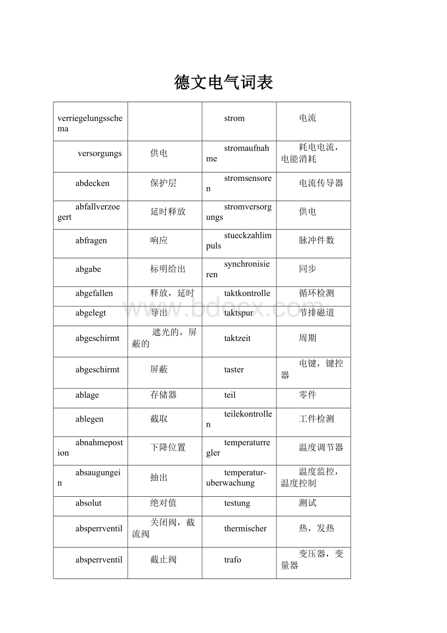 德文电气词表.docx