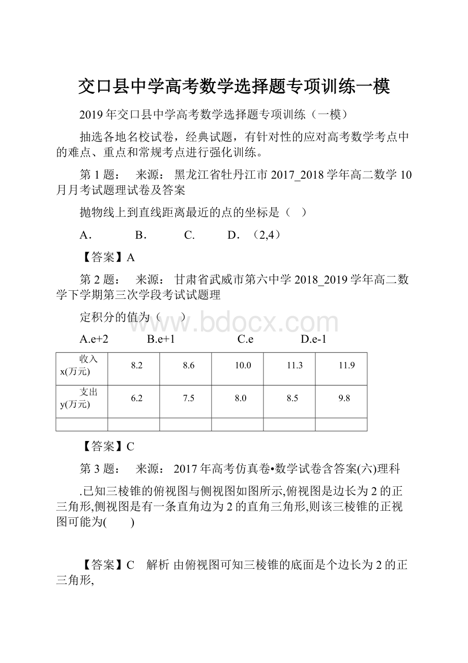 交口县中学高考数学选择题专项训练一模.docx_第1页