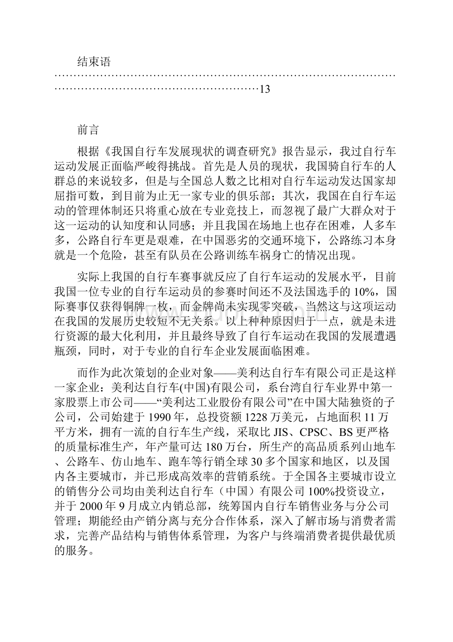 专业高端品牌自行车市场营销推广项目策划书.docx_第2页