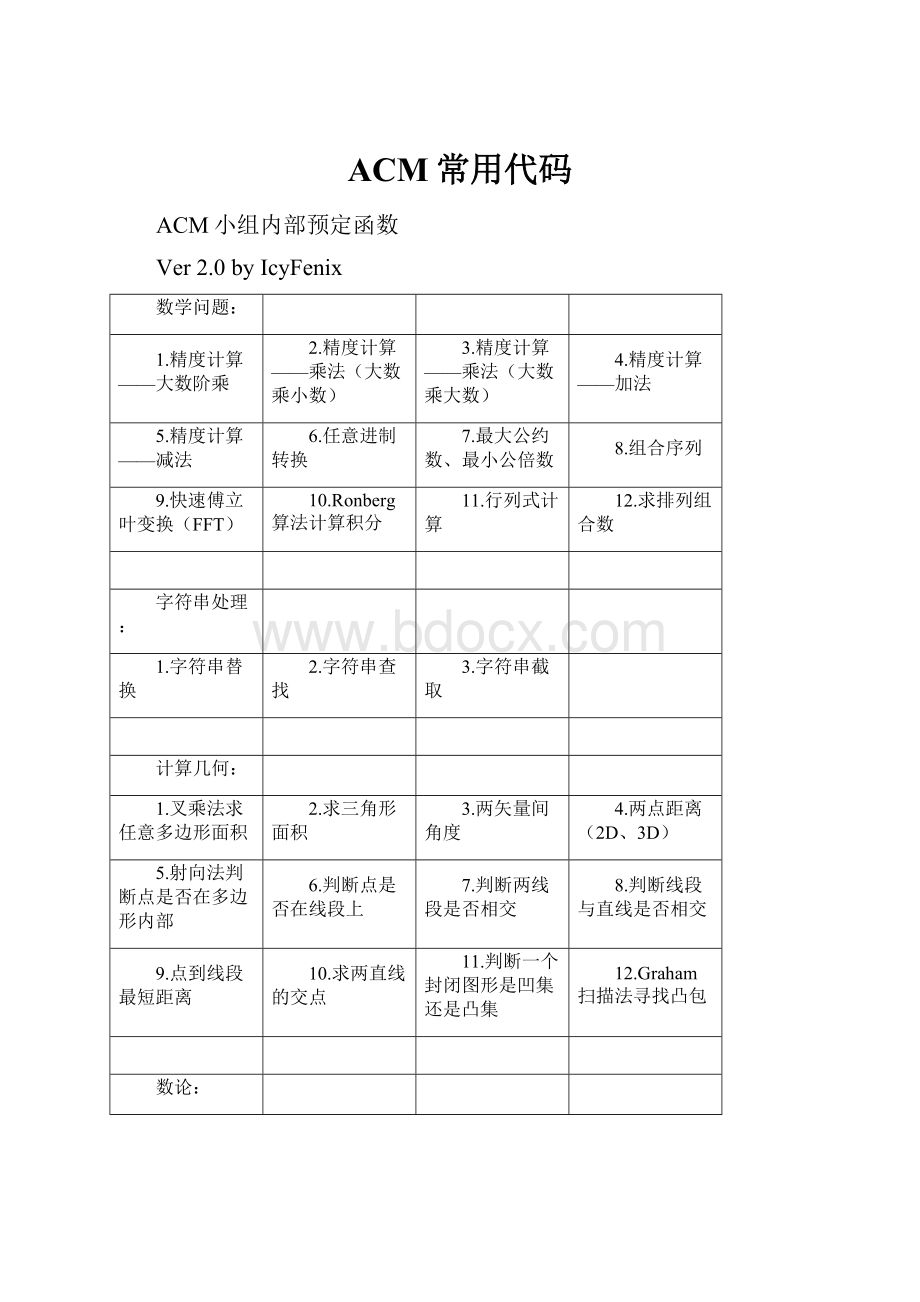 ACM常用代码.docx