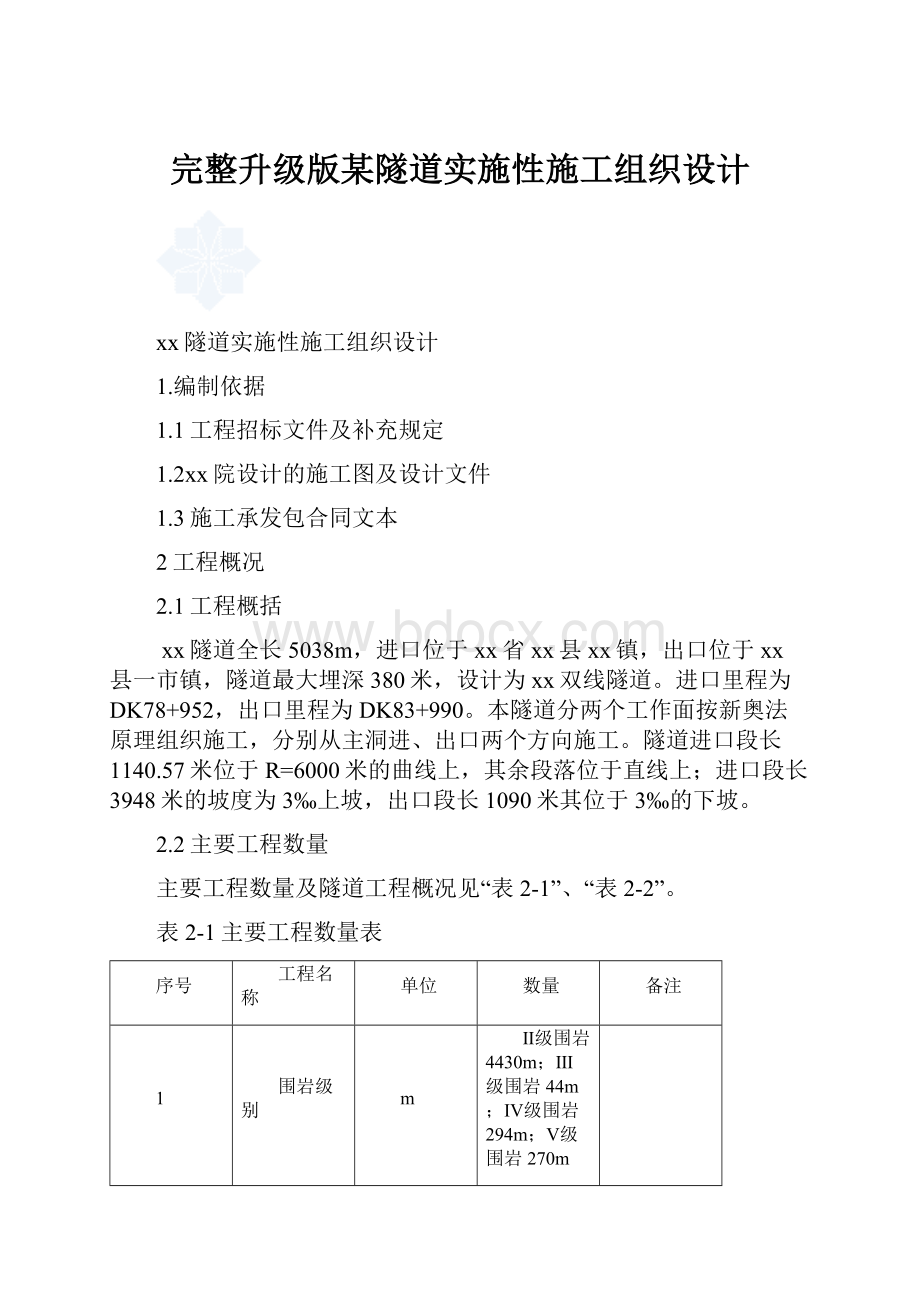 完整升级版某隧道实施性施工组织设计.docx