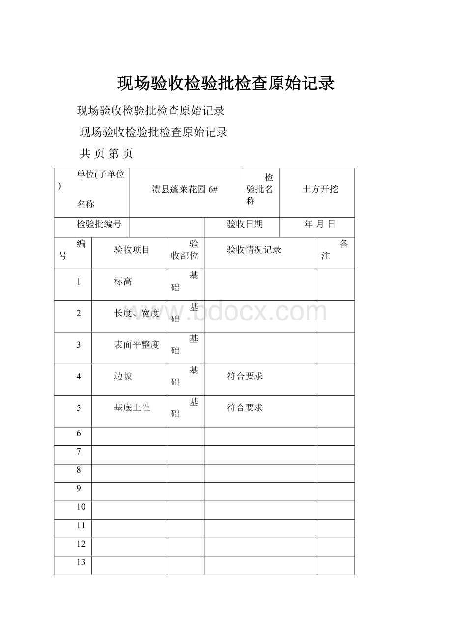 现场验收检验批检查原始记录.docx