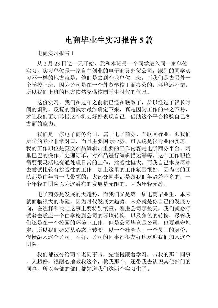 电商毕业生实习报告5篇.docx