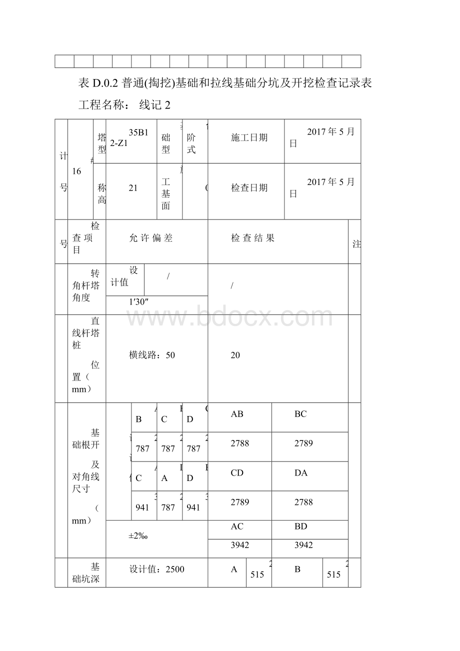 GB50173电气装置安装工程66kV及以下架空电力线路施工及验收规范D类表格最全.docx_第2页