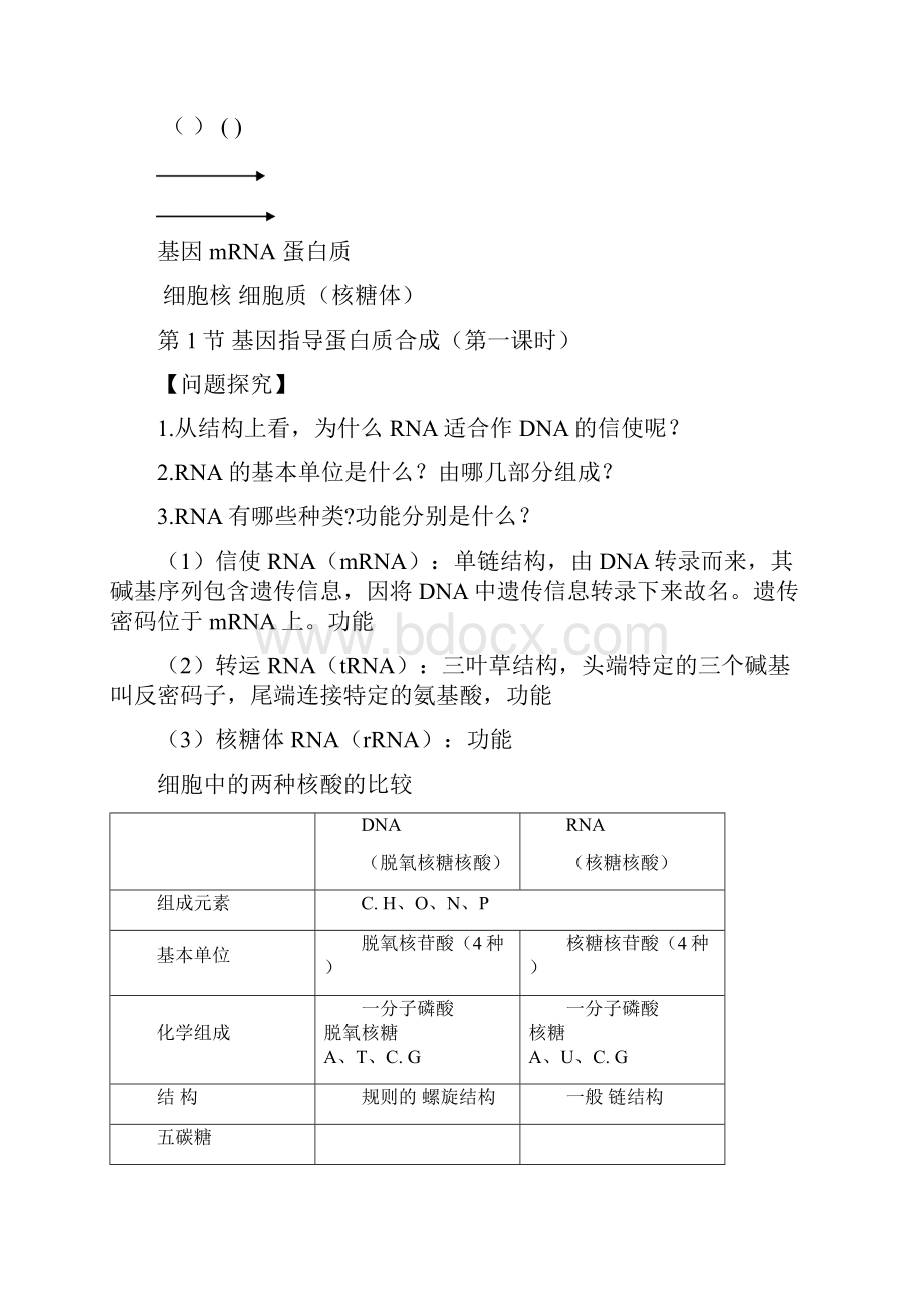 精品推荐高中生物一轮复习 第4章 基因的表达导学案 新人教版必修2.docx_第3页