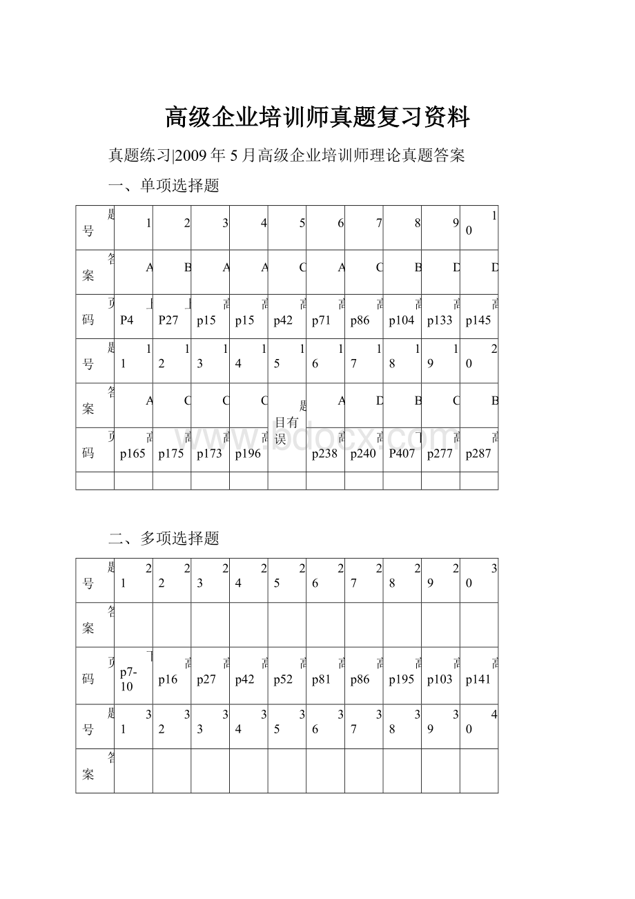 高级企业培训师真题复习资料.docx_第1页