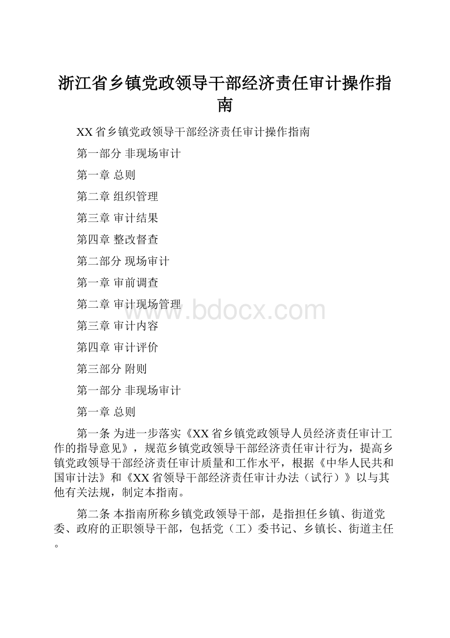 浙江省乡镇党政领导干部经济责任审计操作指南.docx