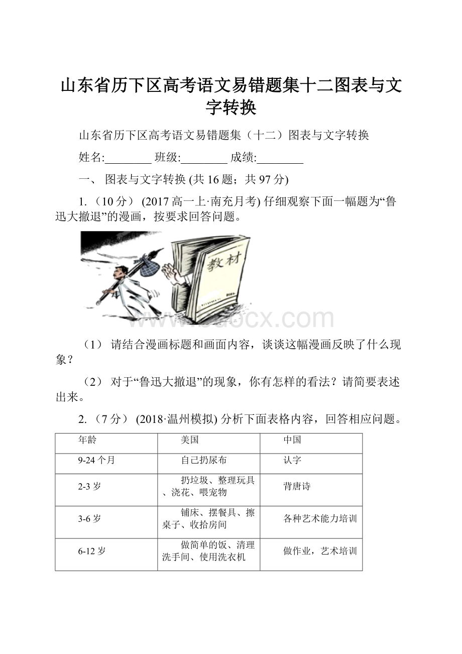 山东省历下区高考语文易错题集十二图表与文字转换.docx