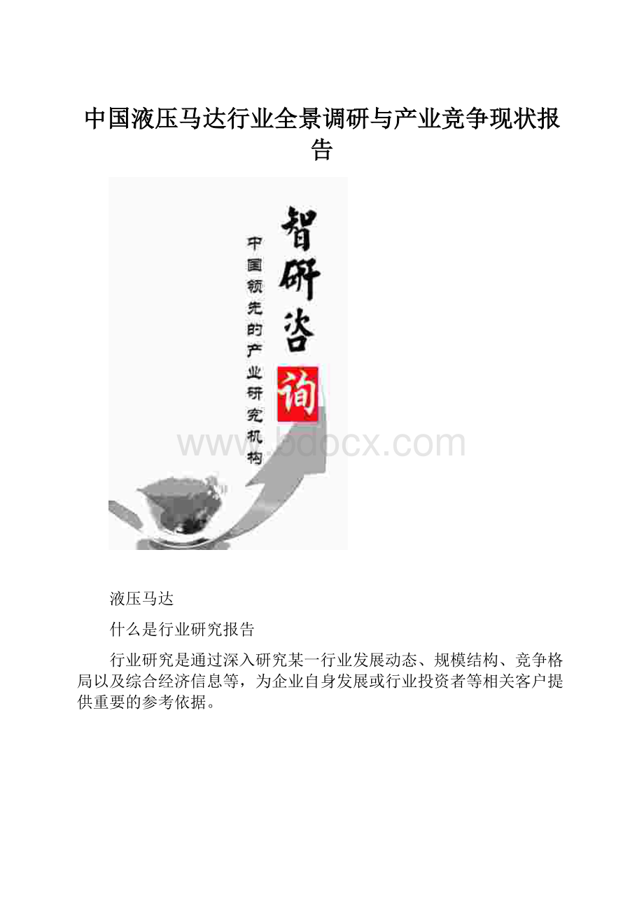 中国液压马达行业全景调研与产业竞争现状报告.docx_第1页