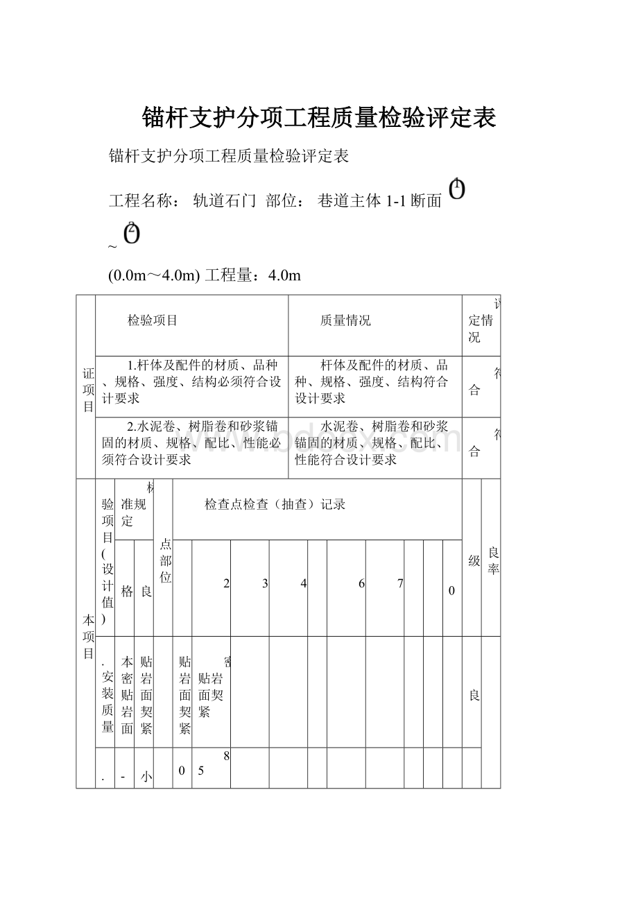 锚杆支护分项工程质量检验评定表.docx